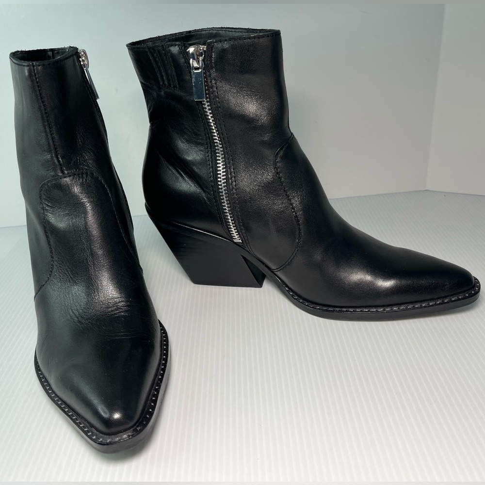 Dolce Vita  Volli Genuine Smooth Leather Ankle Western Boots - Black - Picture 5 of 14